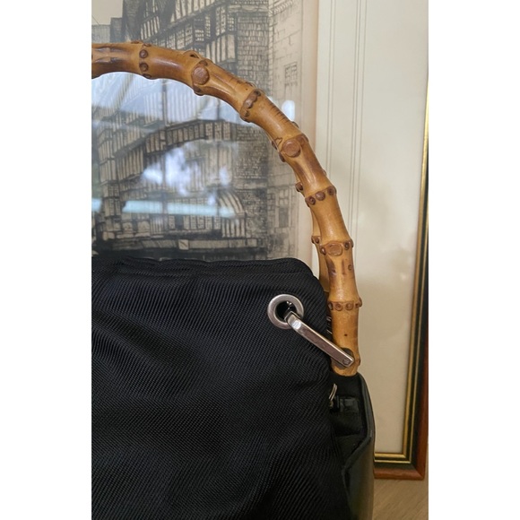 Gucci Handbag with Bamboo Handles. Black Leather & Nylon Canvas - Picture 7 of 14
